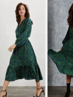 Tucker Black Dress with Green and Purple Spot Print